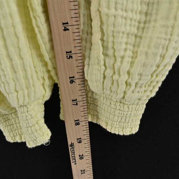 Free People Walk On Fire‎ Pants Size XS Pull On Endless Summer Lime Glo Smocked - Picture 5 of 13